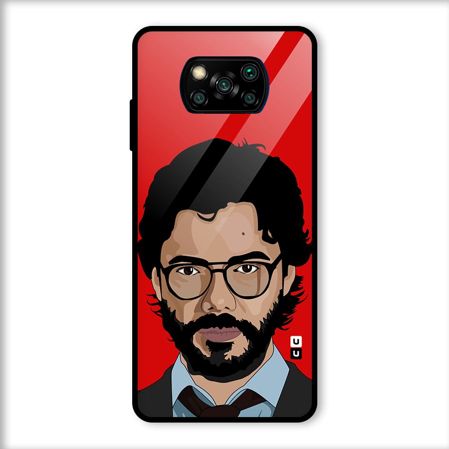The Professor Illustration Art Glass Back Case for Poco X3