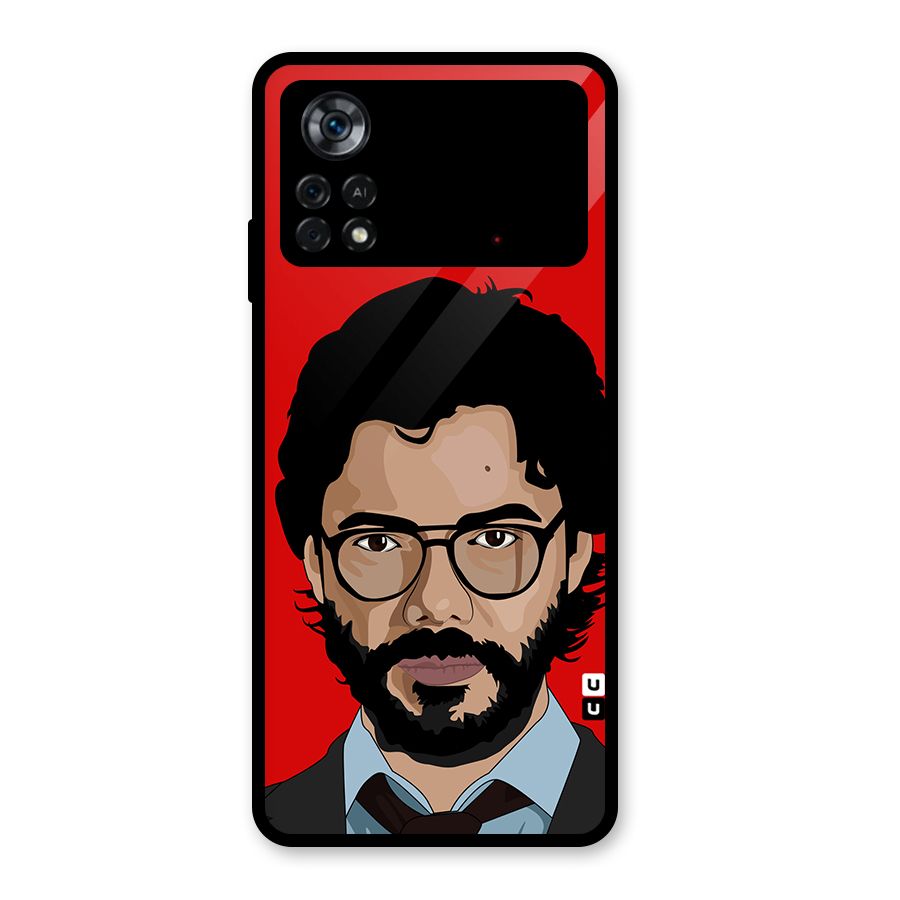 The Professor Illustration Art Glass Back Case for Poco X4 Pro 5G