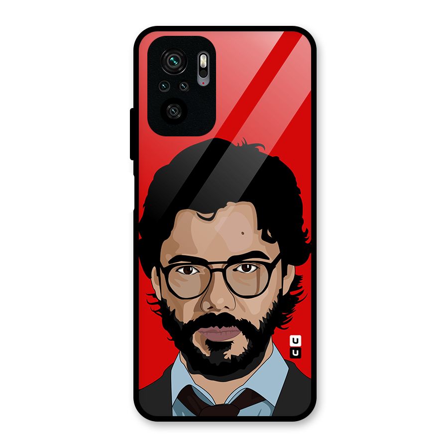 The Professor Illustration Art Glass Back Case for Redmi Note 10