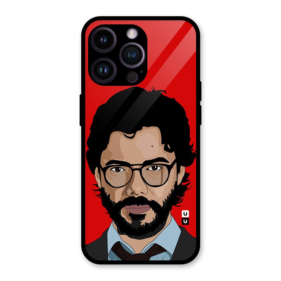 The Professor Illustration Art Glass Back Case for iPhone 14 Pro Max