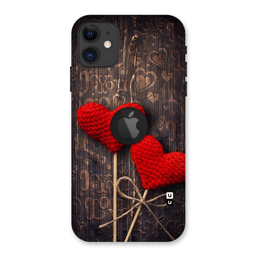 Thread Art Wooden Print Back Case for iPhone 11 Logo Cut