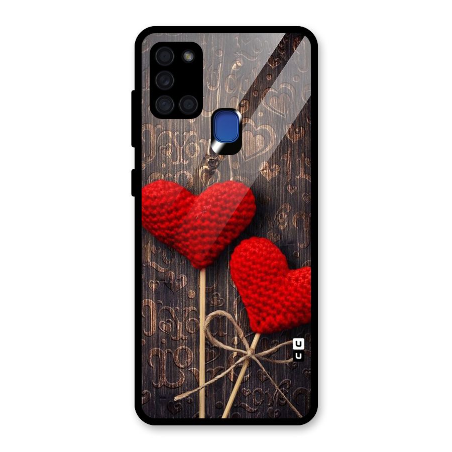 Thread Art Wooden Print Glass Back Case for Galaxy A21s