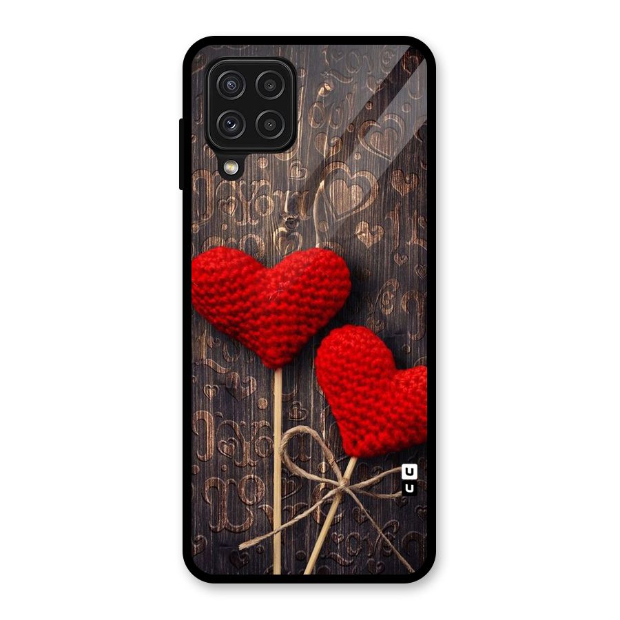 Thread Art Wooden Print Glass Back Case for Galaxy A22 4G