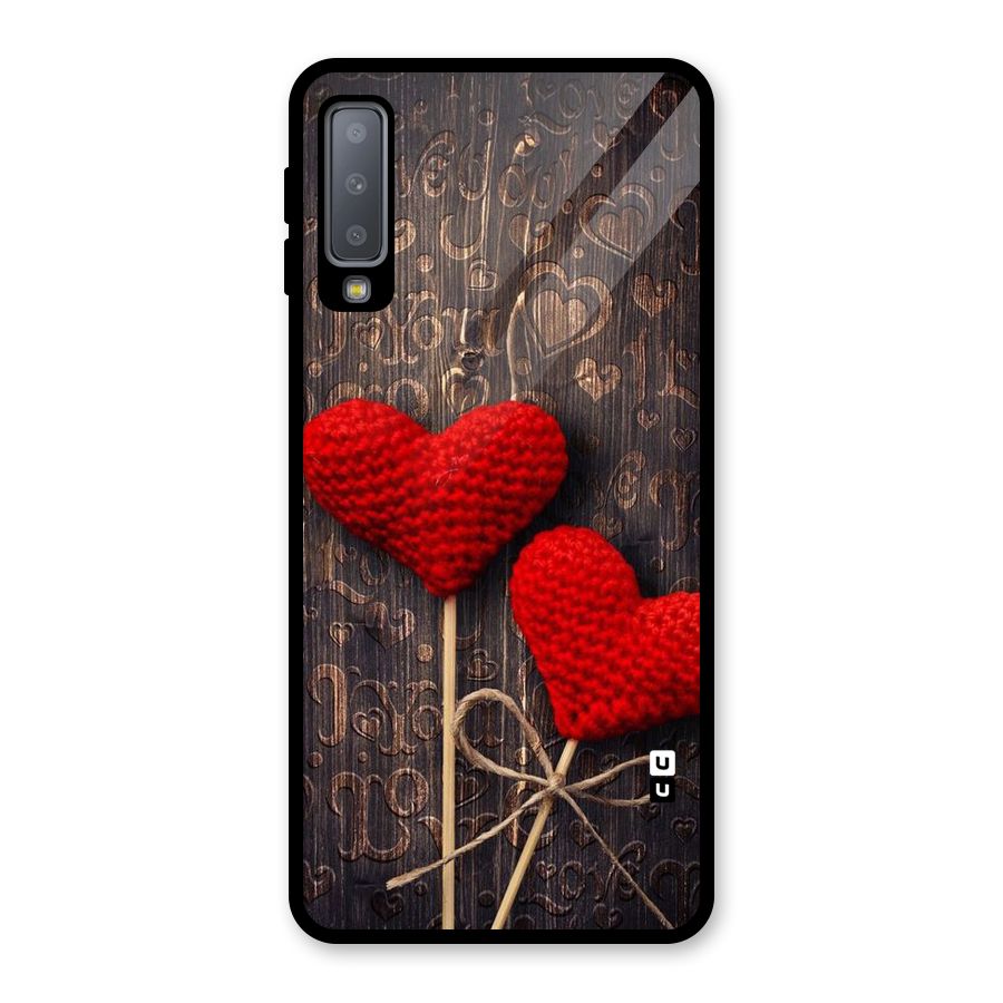 Thread Art Wooden Print Glass Back Case for Galaxy A7 (2018)