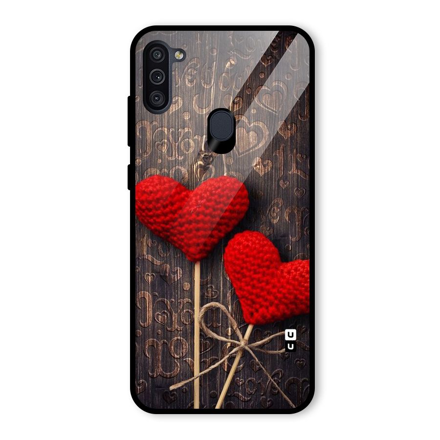 Thread Art Wooden Print Glass Back Case for Galaxy M11