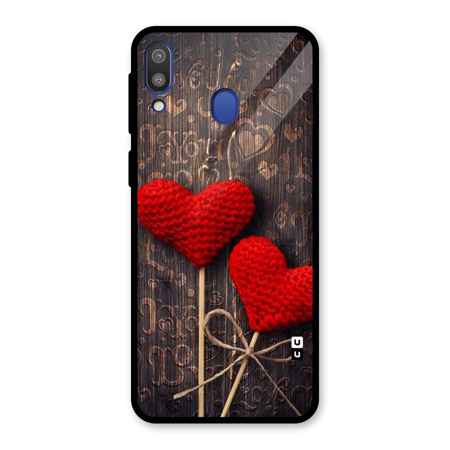 Thread Art Wooden Print Glass Back Case for Galaxy M20