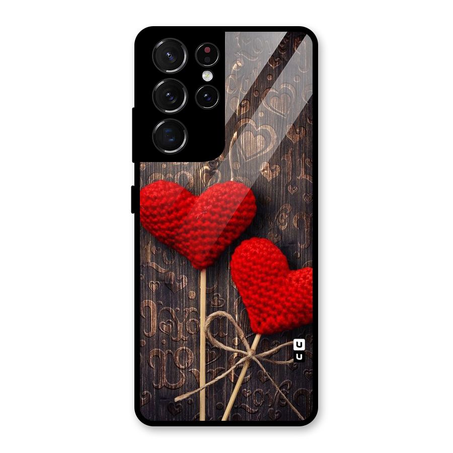 Thread Art Wooden Print Glass Back Case for Galaxy S21 Ultra 5G