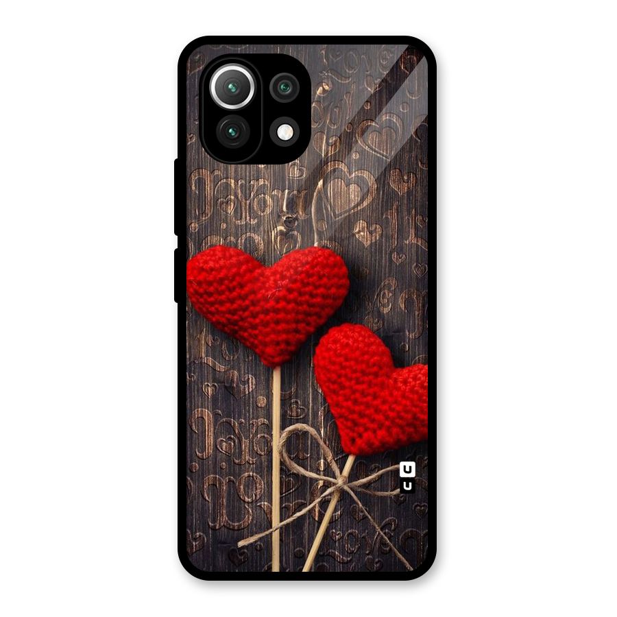 Thread Art Wooden Print Glass Back Case for Mi 11 Lite