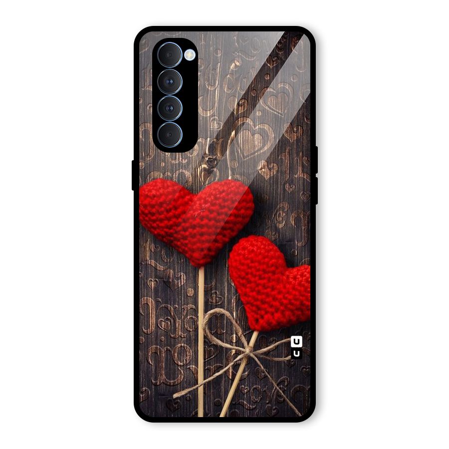 Thread Art Wooden Print Glass Back Case for Oppo Reno4 Pro