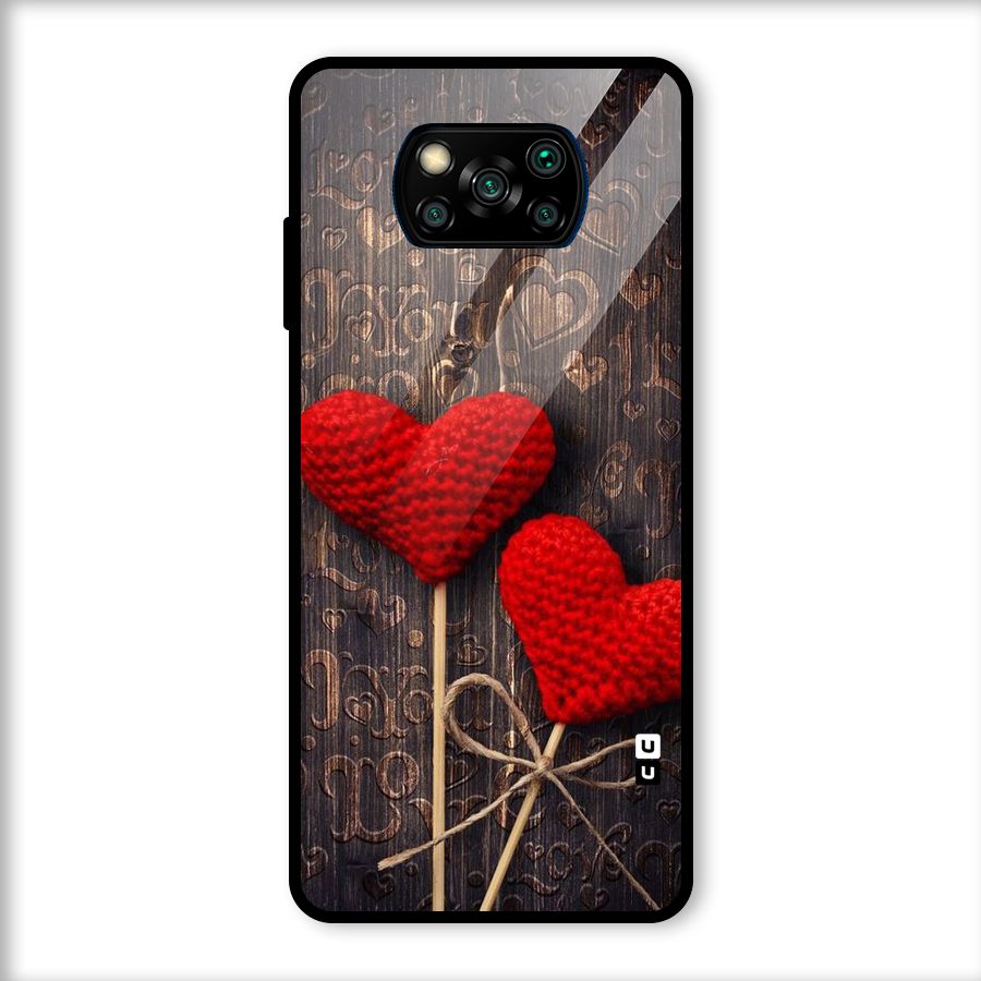 Thread Art Wooden Print Glass Back Case for Poco X3