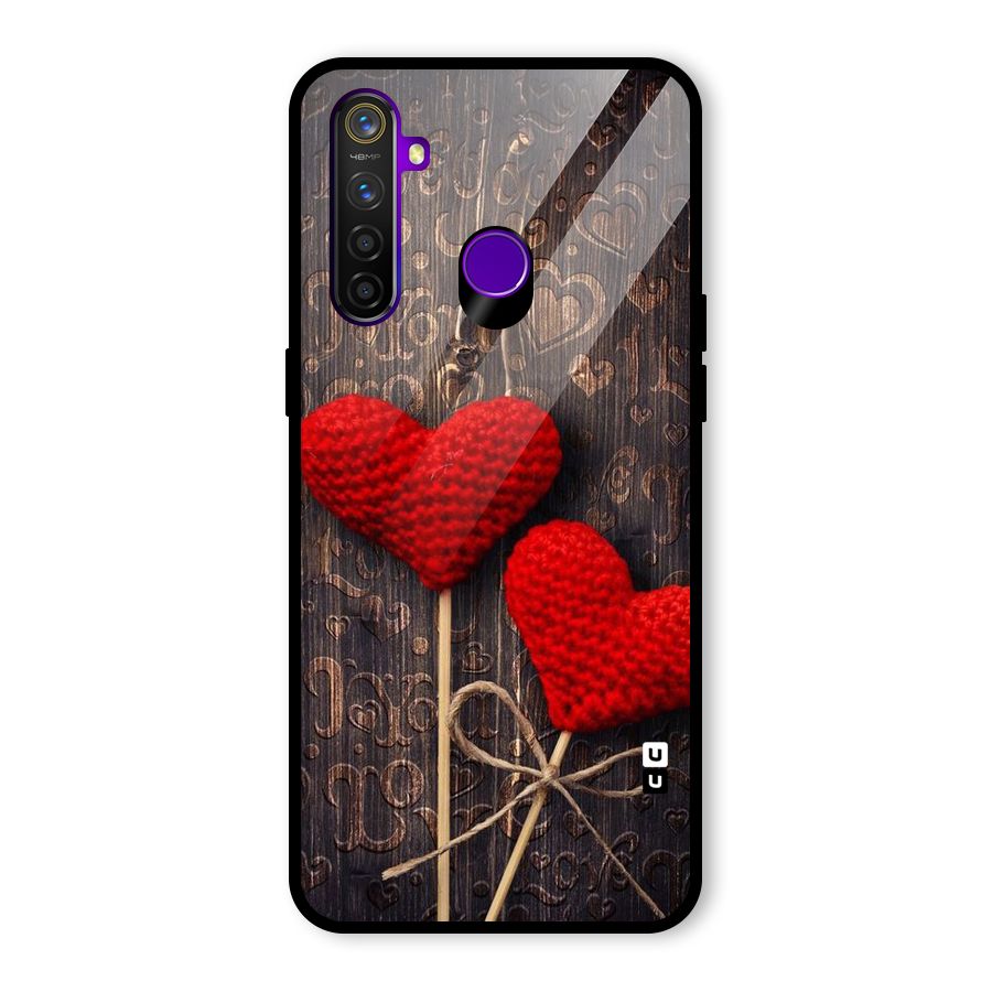 Thread Art Wooden Print Glass Back Case for Realme 5 Pro