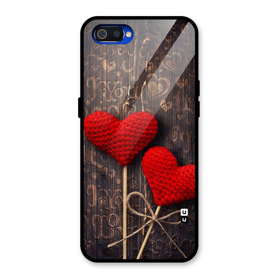 Thread Art Wooden Print Glass Back Case for Realme C2