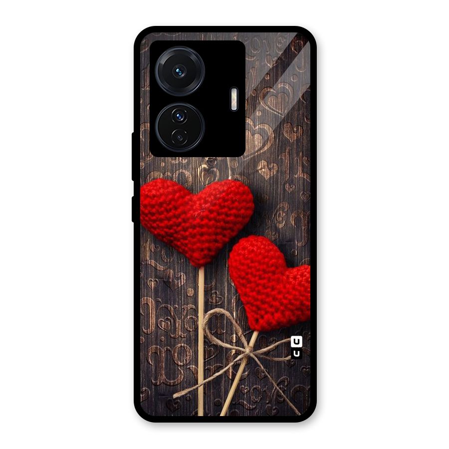 Thread Art Wooden Print Glass Back Case for Vivo T1 Pro