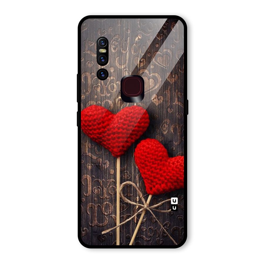Thread Art Wooden Print Glass Back Case for Vivo V15