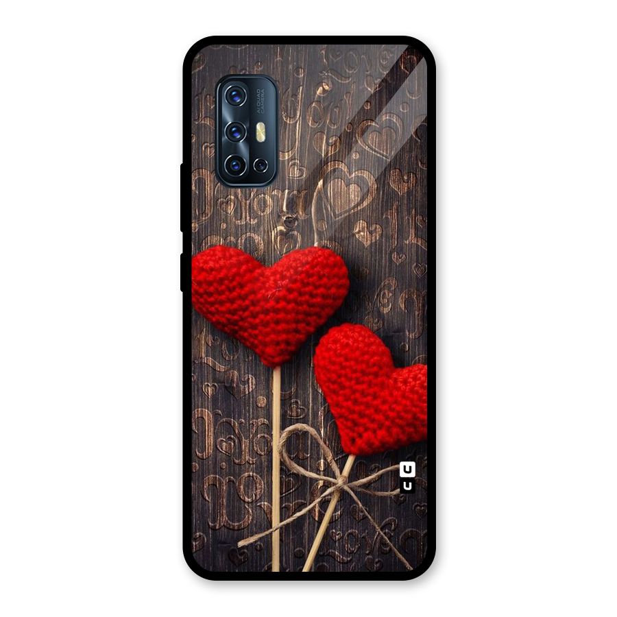 Thread Art Wooden Print Glass Back Case for Vivo V17