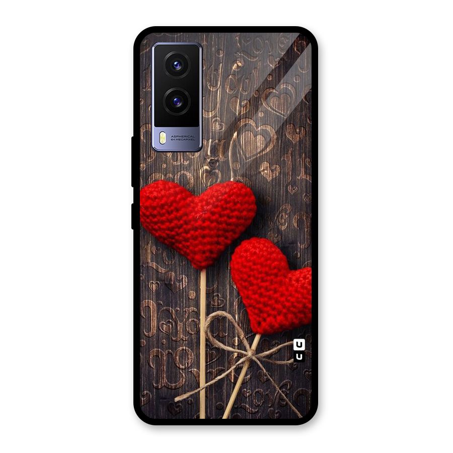 Thread Art Wooden Print Glass Back Case for Vivo V21e 5G