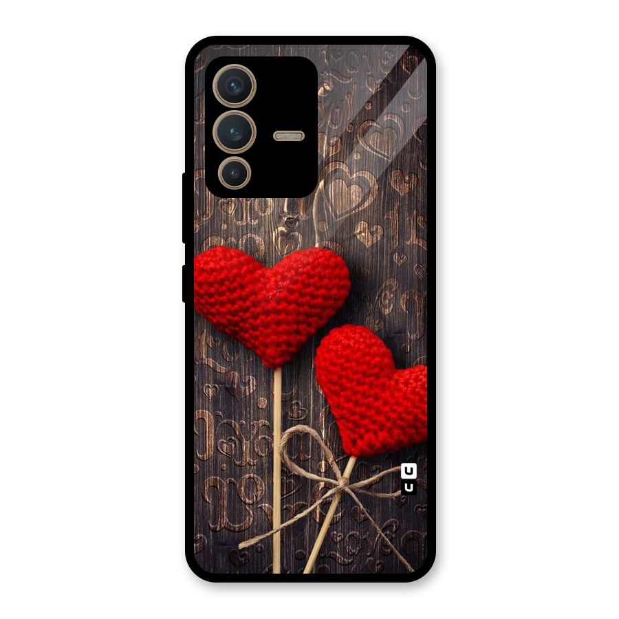 Thread Art Wooden Print Glass Back Case for Vivo V23 5G