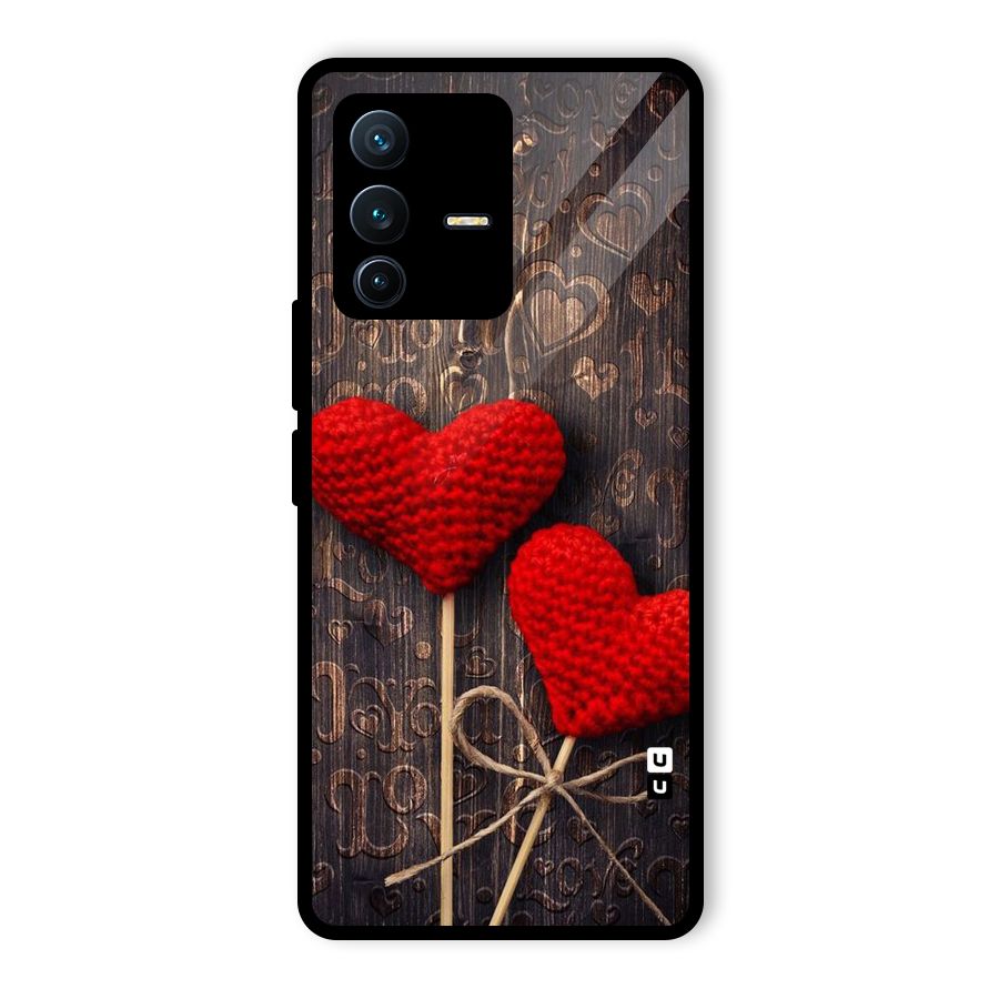 Thread Art Wooden Print Glass Back Case for Vivo V23 Pro