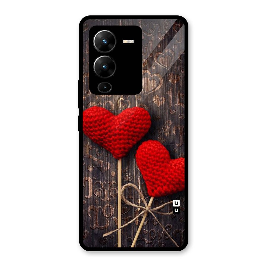 Thread Art Wooden Print Glass Back Case for Vivo V25 Pro