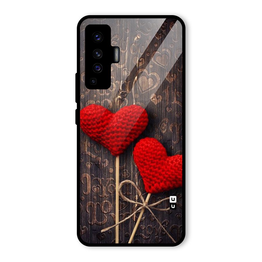 Thread Art Wooden Print Glass Back Case for Vivo X50