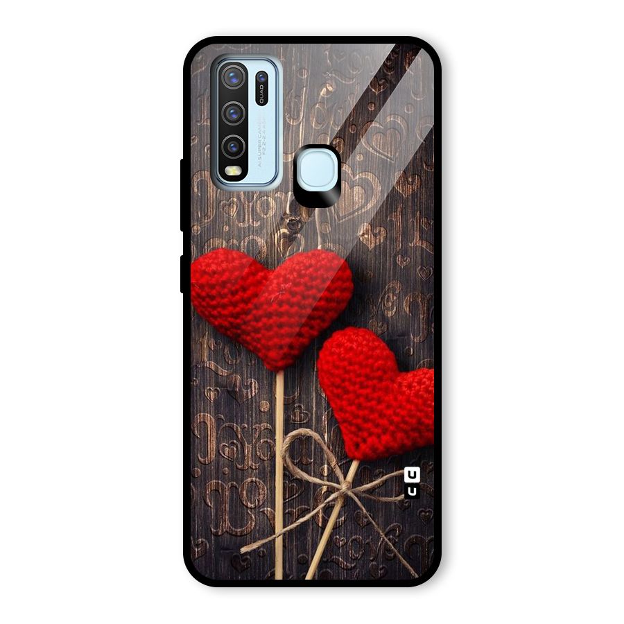 Thread Art Wooden Print Glass Back Case for Vivo Y30