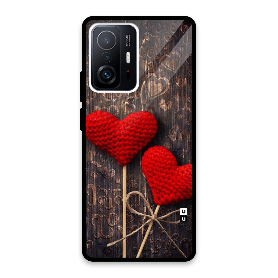 Thread Art Wooden Print Glass Back Case for Xiaomi 11T Pro