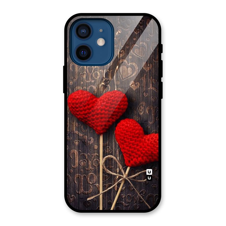 Thread Art Wooden Print Glass Back Case for iPhone 12 Mini