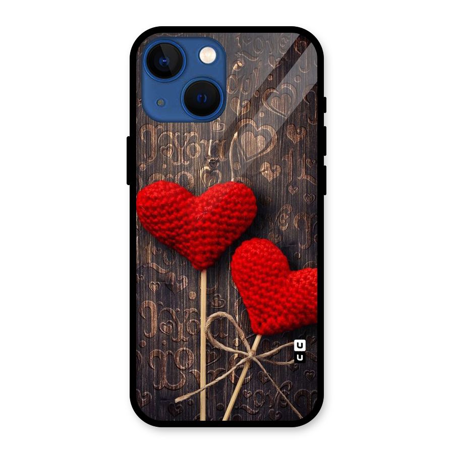 Thread Art Wooden Print Glass Back Case for iPhone 13 Mini