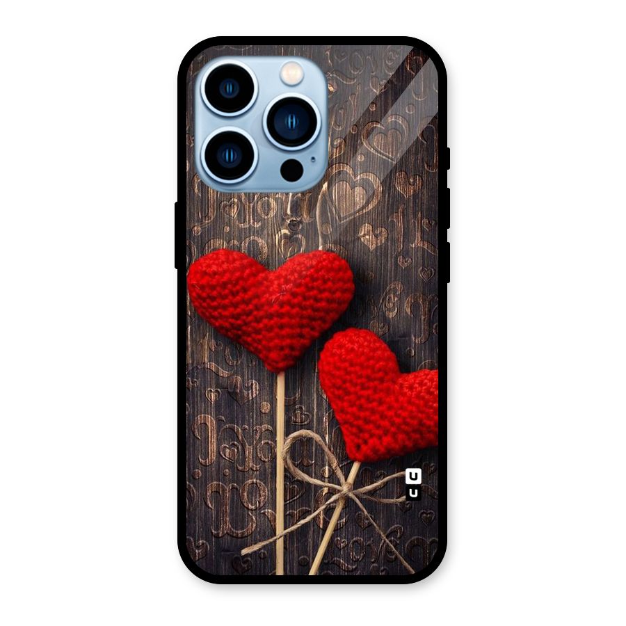 Thread Art Wooden Print Glass Back Case for iPhone 13 Pro