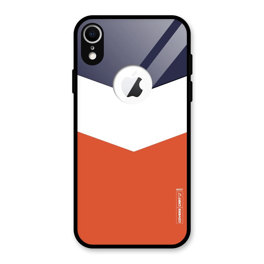 Three Colour Pattern Glass Back Case for iPhone XR Logo Cut
