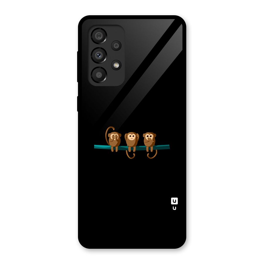 Three Cute Monkeys Glass Back Case for Galaxy A33 5G