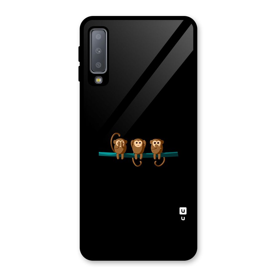 Three Cute Monkeys Glass Back Case for Galaxy A7 (2018)