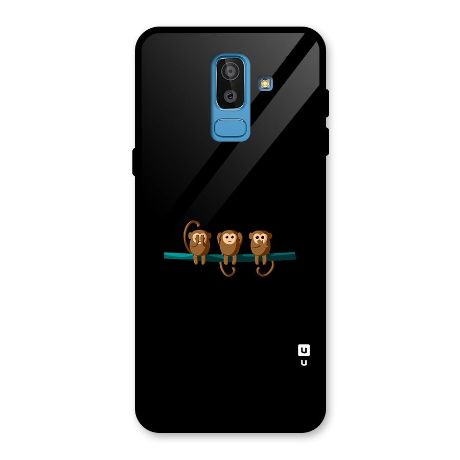 Three Cute Monkeys Glass Back Case for Galaxy J8