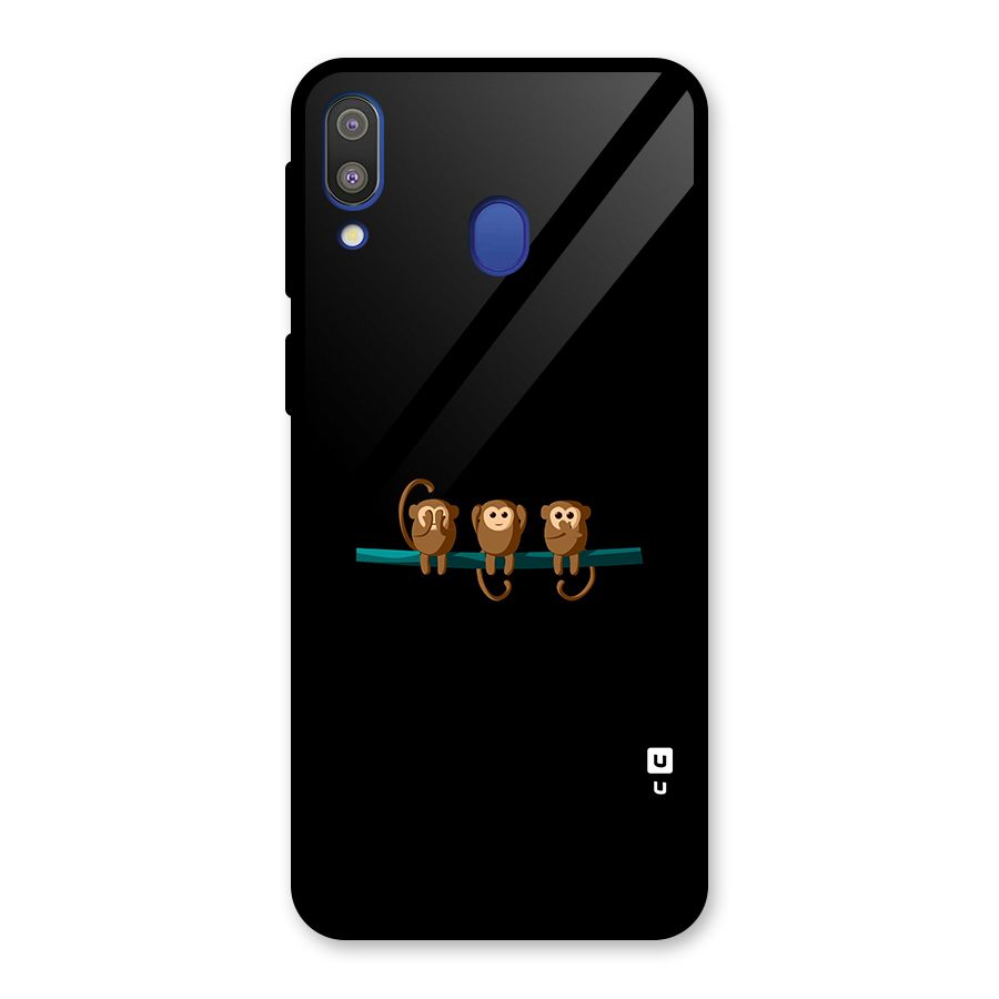 Three Cute Monkeys Glass Back Case for Galaxy M20