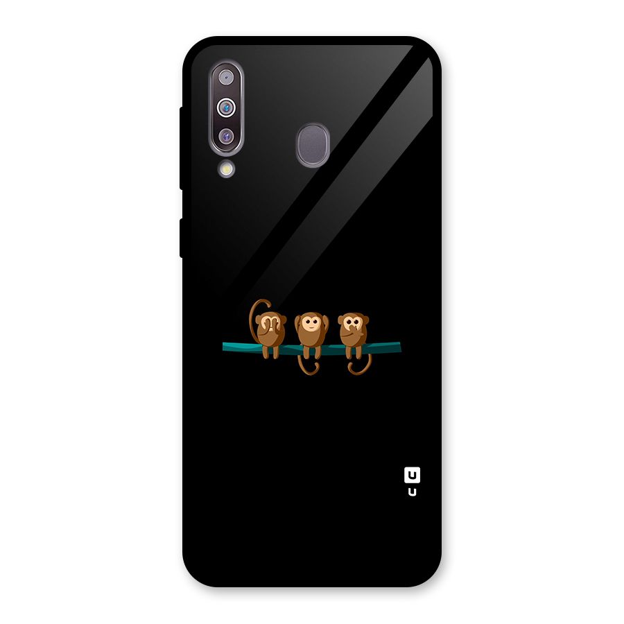 Three Cute Monkeys Glass Back Case for Galaxy M30