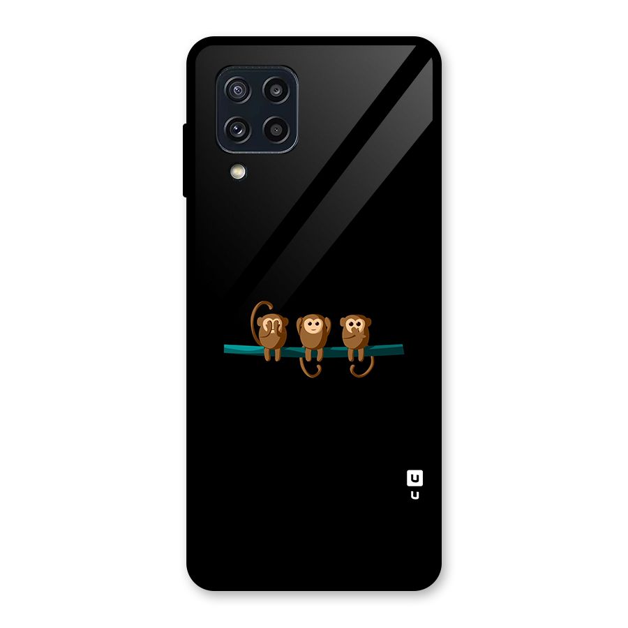 Three Cute Monkeys Glass Back Case for Galaxy M32