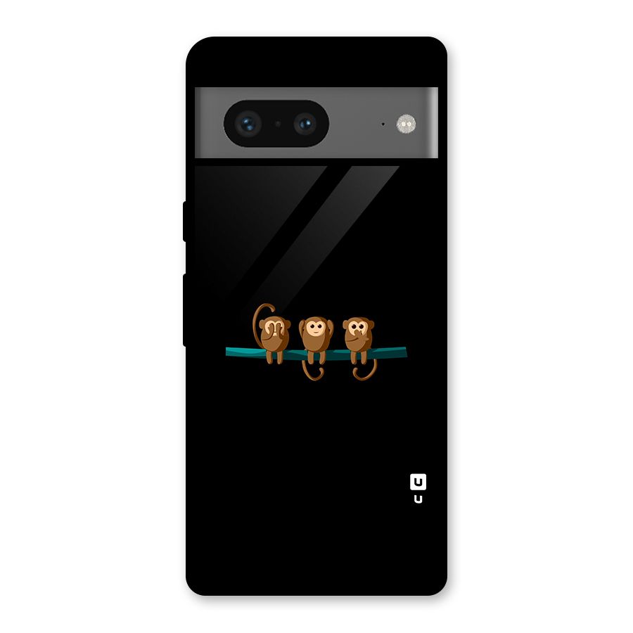 Three Cute Monkeys Glass Back Case for Google Pixel 7