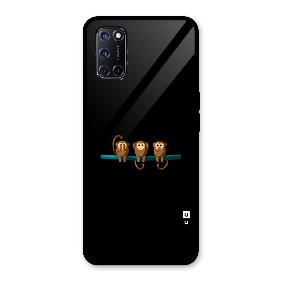 Three Cute Monkeys Glass Back Case for Oppo A52