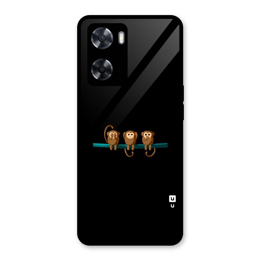 Three Cute Monkeys Glass Back Case for Oppo A57 2022