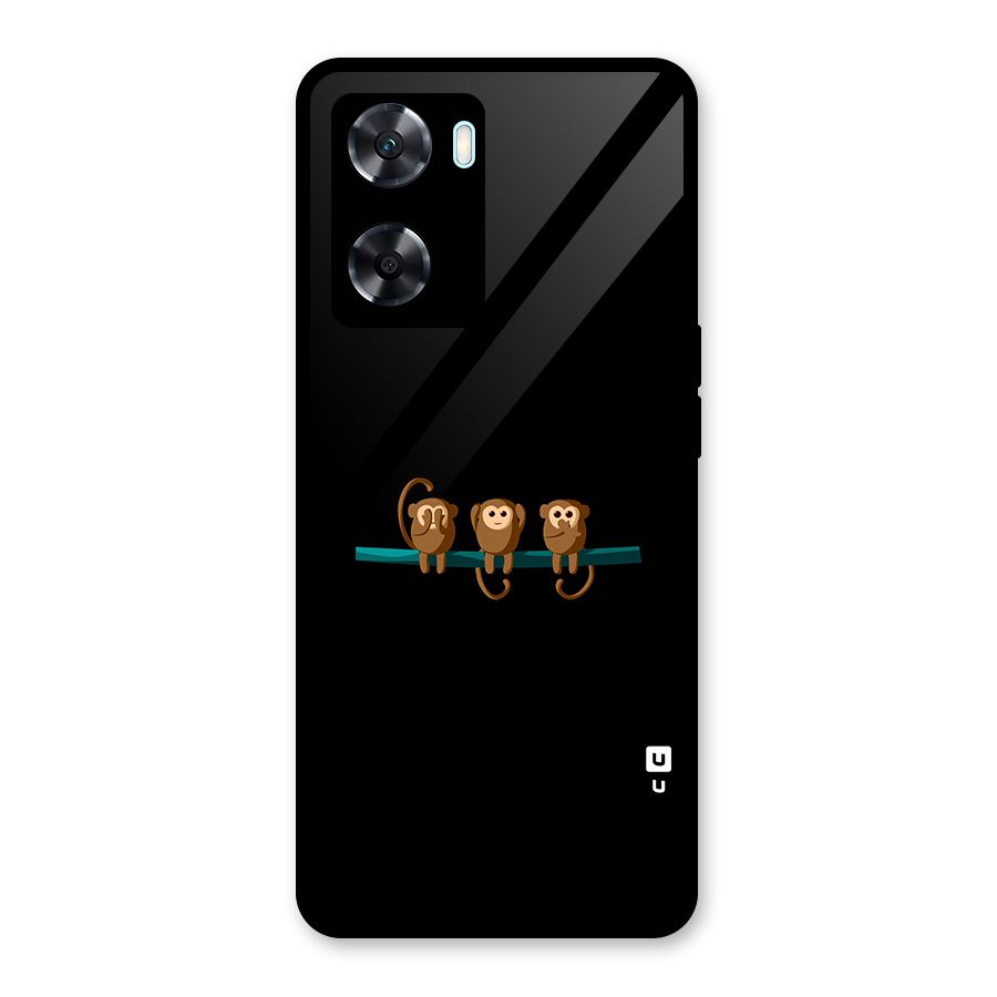 Three Cute Monkeys Glass Back Case for Oppo A77