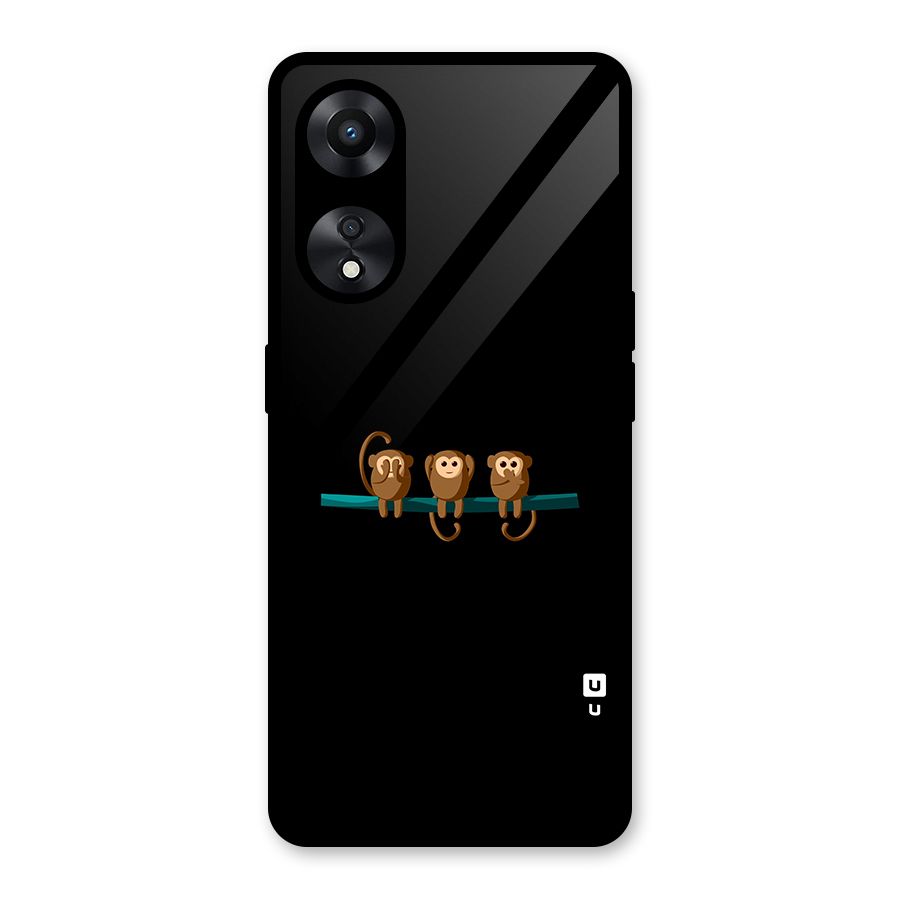Three Cute Monkeys Glass Back Case for Oppo A78