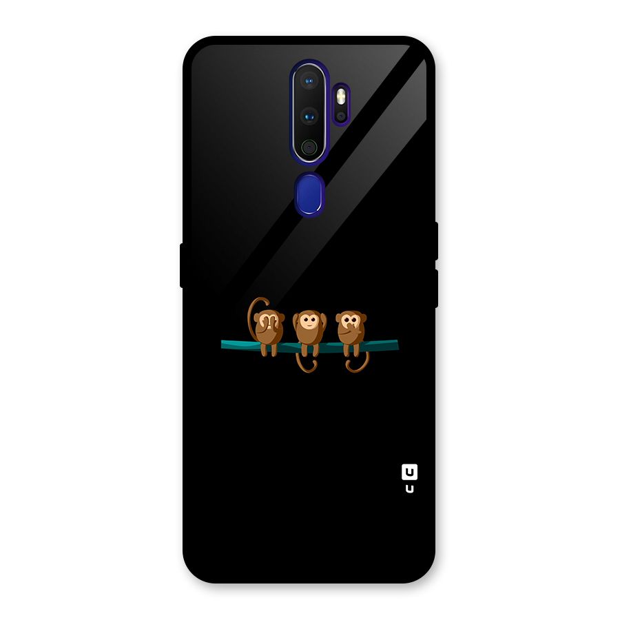 Three Cute Monkeys Glass Back Case for Oppo A9 (2020)