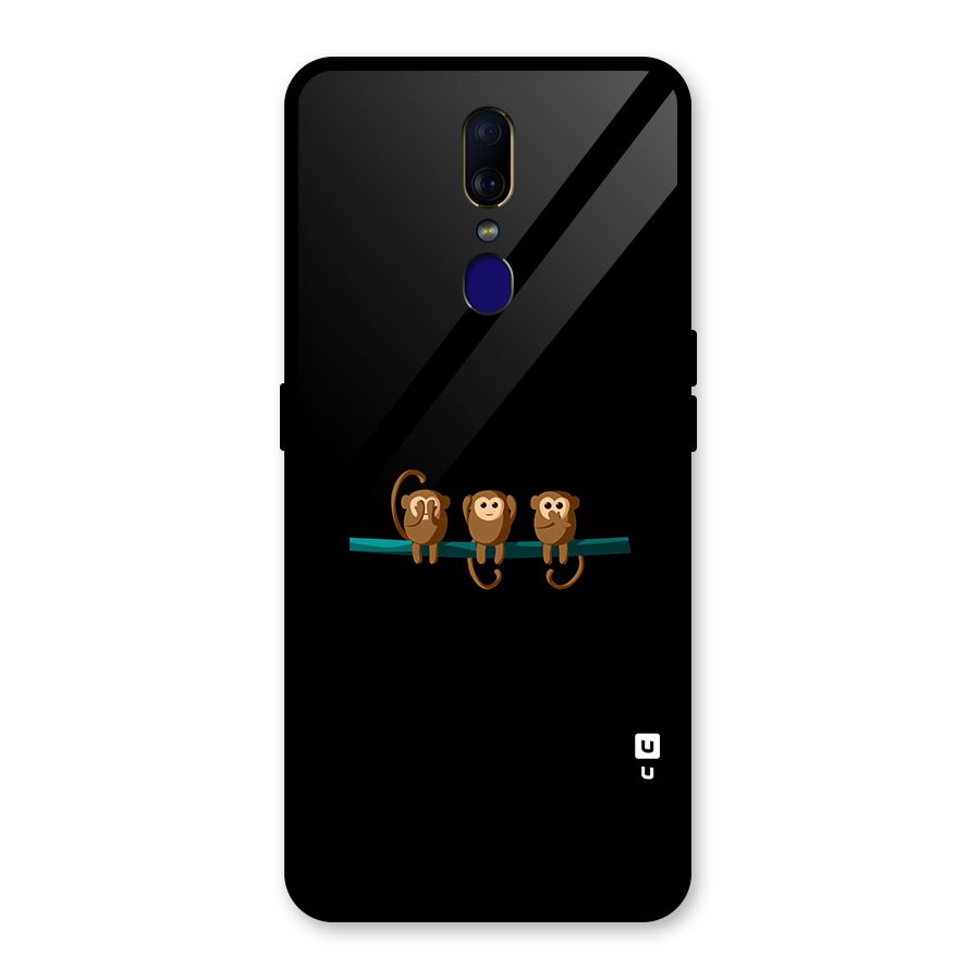Three Cute Monkeys Glass Back Case for Oppo F11