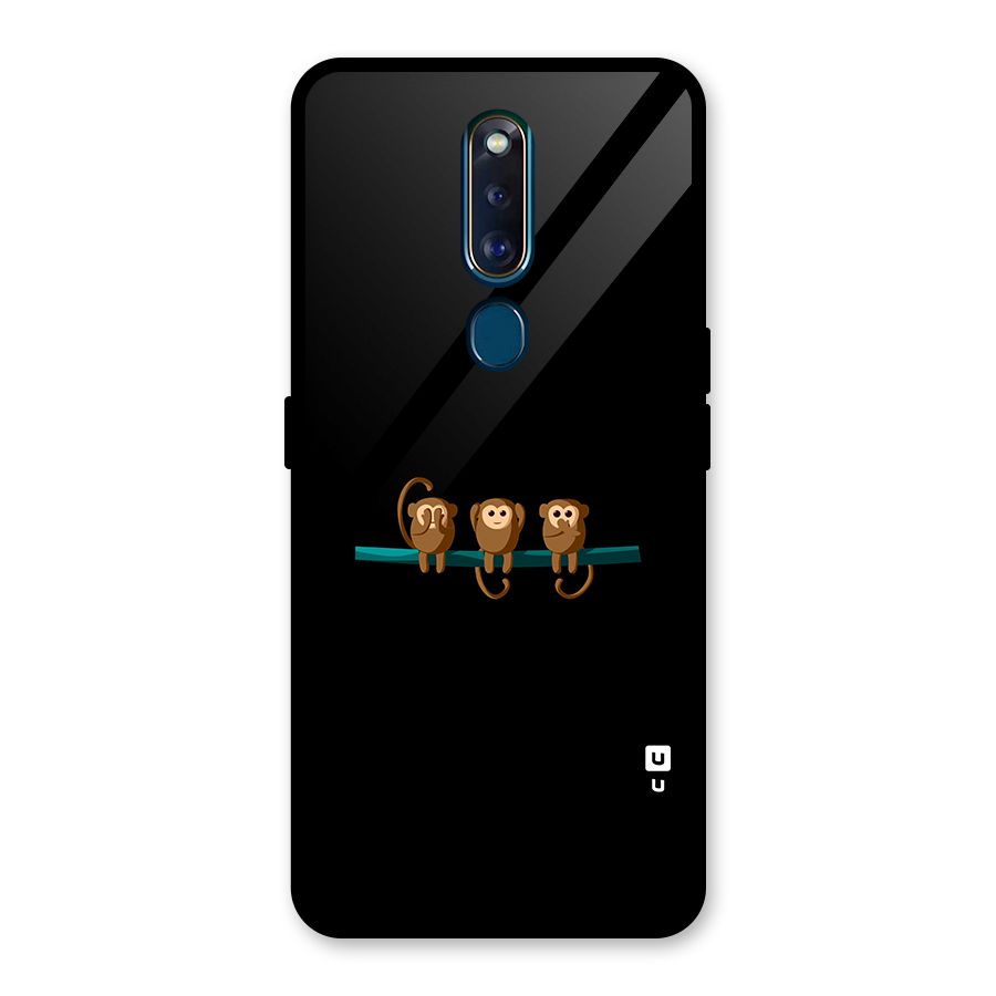 Three Cute Monkeys Glass Back Case for Oppo F11 Pro