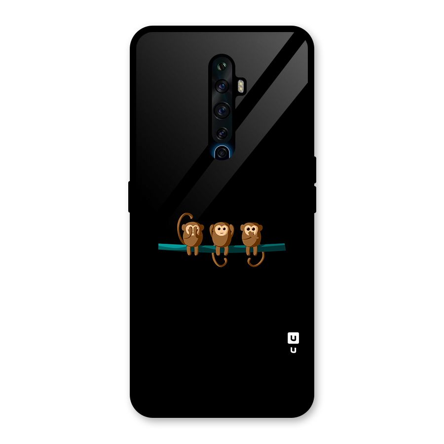 Three Cute Monkeys Glass Back Case for Oppo Reno2 F