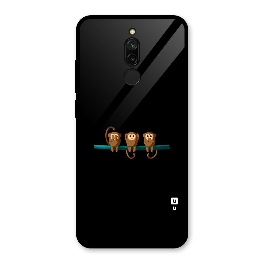 Three Cute Monkeys Glass Back Case for Redmi 8