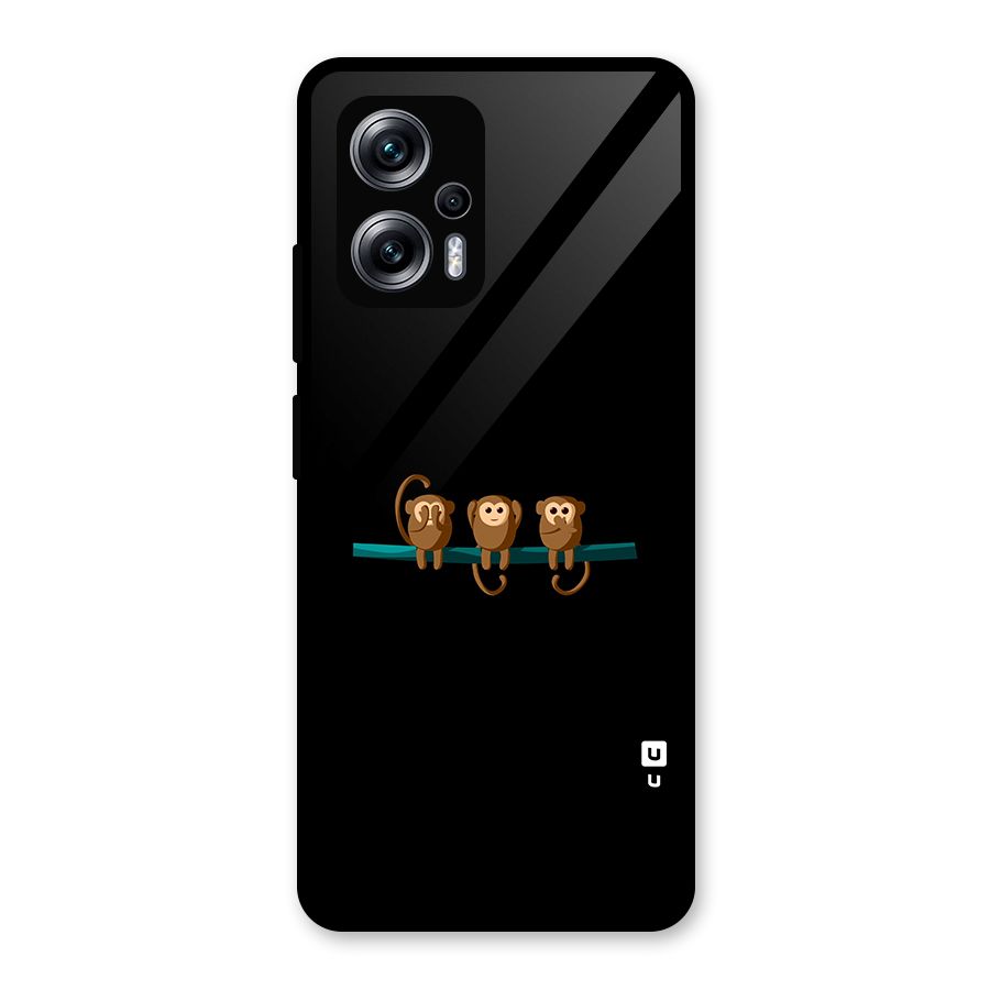 Three Cute Monkeys Glass Back Case for Redmi K50i
