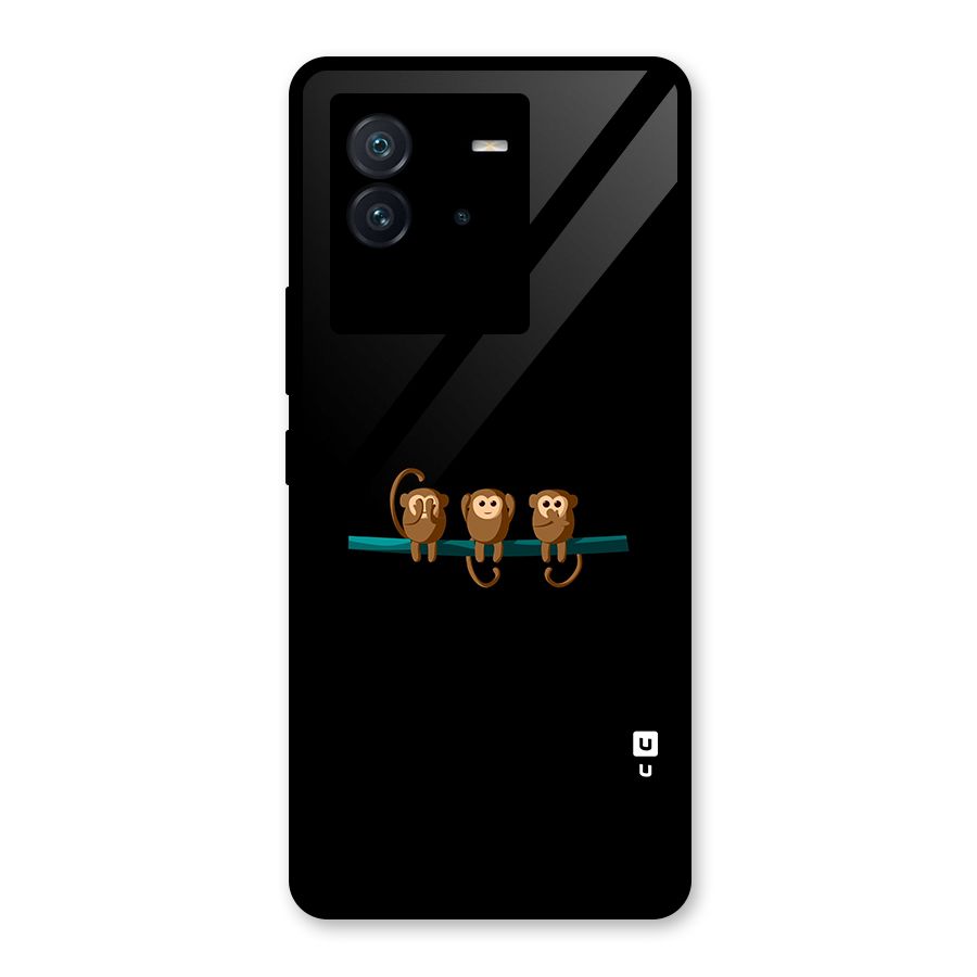 Three Cute Monkeys Glass Back Case for Vivo iQOO Neo 6 5G
