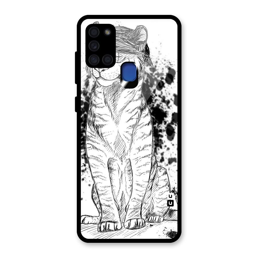 Tiger Wink Glass Back Case for Galaxy A21s