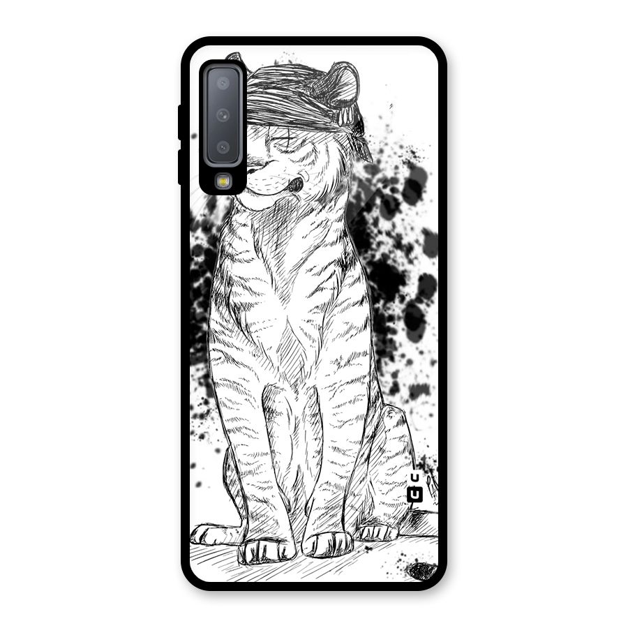 Tiger Wink Glass Back Case for Galaxy A7 (2018)